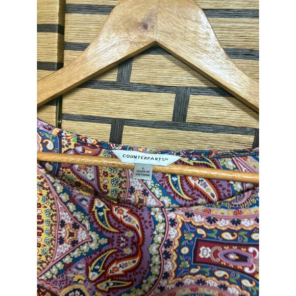 Counterparts Paisley Bell Sleeve Blouse Size Large - Picture 4 of 6